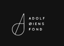 Logo for the Adolf Øiens Fond: a stylized A formed by a curved line and circle, beside the foundation name in white text on a black background.